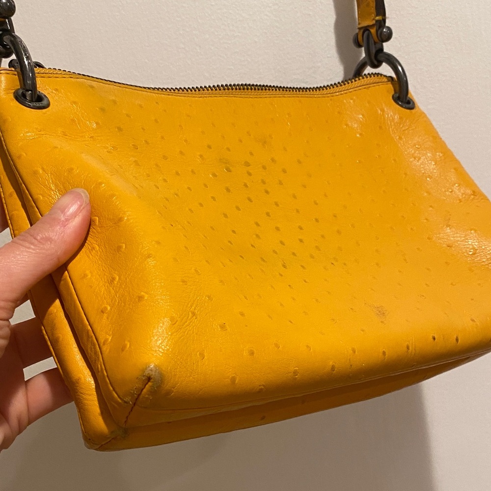 Authentic Coach Small “Ostrich” Crossbody Bag Mustard Quiet Luxury Designer - Picture 8 of 14